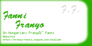 fanni franyo business card